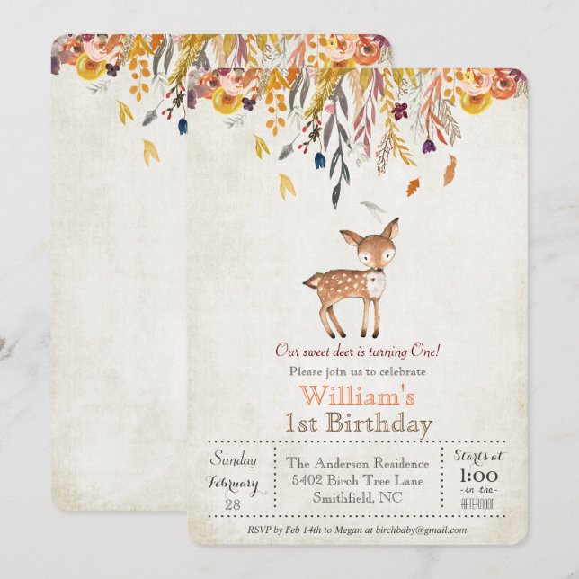 Invitation Carton d'invitation pour le 1er anniversaire de Ba (Devant / Derrière)