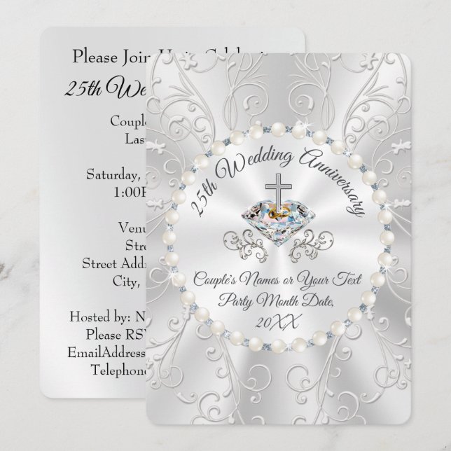 Invitation Carton d'invitation pour le 25ème anniversaire de  (Devant / Derrière)