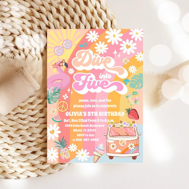 Invitation Carton d'invitation pour le 5ème anniversaire Retr (Créateur téléchargé)