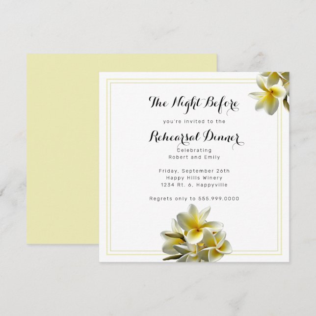 Invitation Carton d'invitation pour le dîner de répétition de (Devant / Derrière)