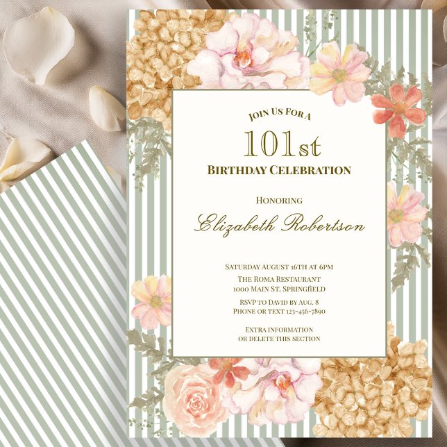 Invitation Carton d'invitation pour les 101 ans de Sage Flora (Créateur téléchargé)