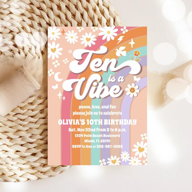 Invitation Carton d'invitation pour les 10 ans de Retro Rainb (Créateur téléchargé)