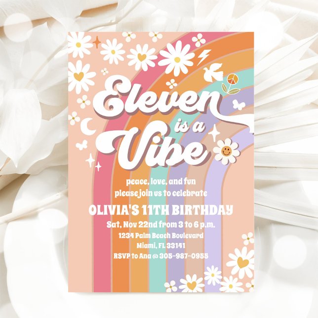 Invitation Carton d'invitation pour les 11 ans de Retro Rainb (Créateur téléchargé)