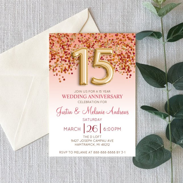 Invitation Carton d'invitation pour les 15 ans de mariage Bur (Créateur téléchargé)