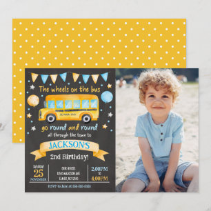 Invitation Carton d'invitation pour les 2 ans avec photo d'au