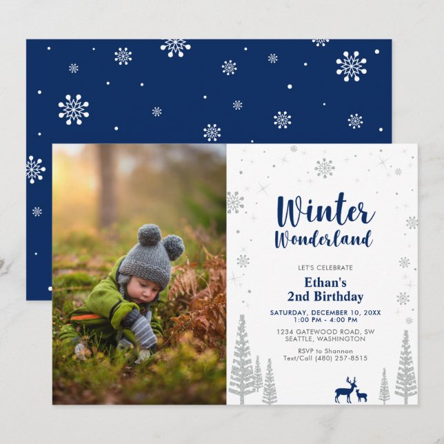 Invitation Carton d'invitation pour les 2 ans d'un petit garç (Devant / Derrière)