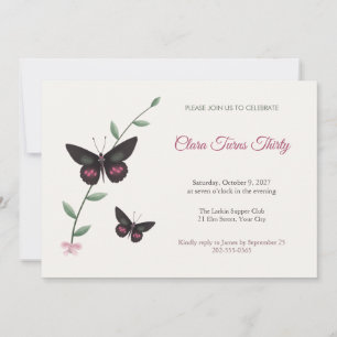 Invitation Carton d'invitation pour les 30 ans avec Papillon 