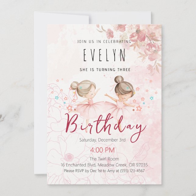 Invitation Carton d'invitation pour les 3 ans de la petite ba (Devant)