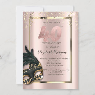 Invitation Carton d'invitation pour les 40 ans Masque Rose Go