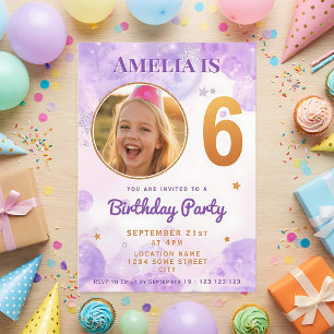 Invitation Carton d'invitation pour les 6 ans avec 6 bulles é