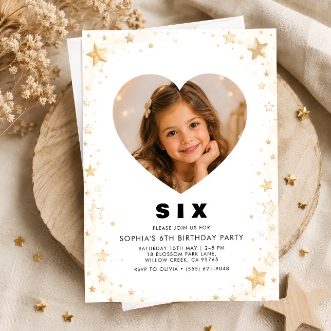 Invitation Carton d'invitation pour les 6 ans d'une fille ave (Créateur téléchargé)