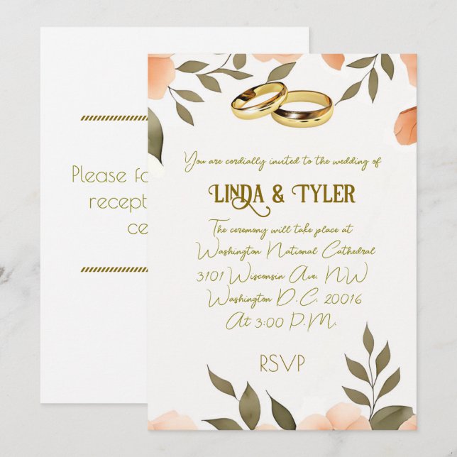INVITATION " CARTON D'INVITATION POUR MARIAGE " (Devant / Derrière)