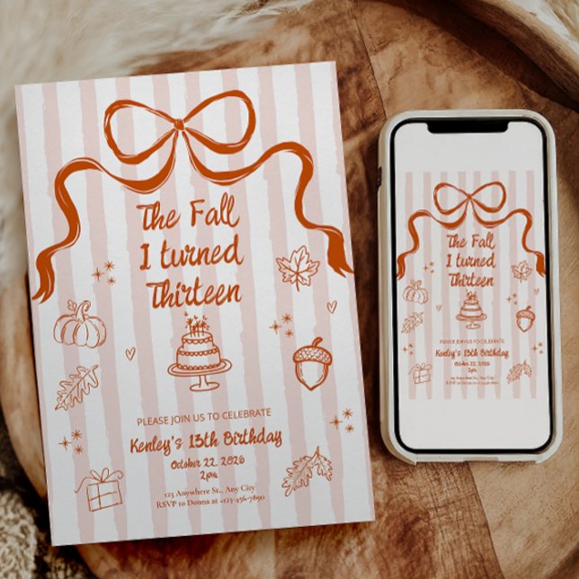 Invitation Carton d'invitation pour mes 13 ans - The Fall (The fall I turned thirteen birthday invitation)