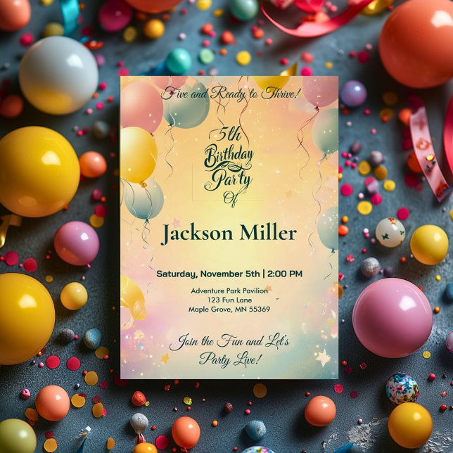 Invitation Carton d'invitation pour un 5ème anniversaire avec (Créateur téléchargé)
