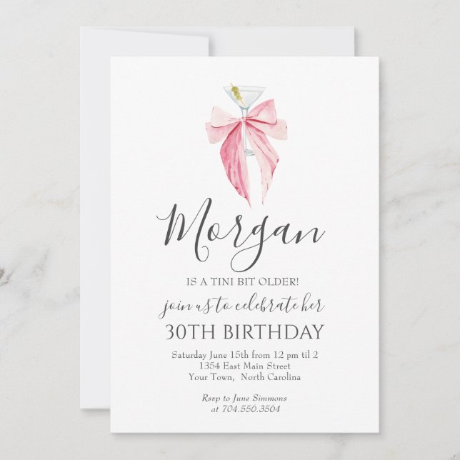 Invitation Carton d'invitation pour un Martini "PINK bow A Ti (Devant)