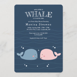Invitation Carton d'invitation pour une baby shower Baleines