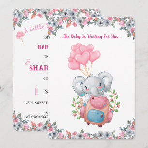 Invitation Carton d'invitation pour une baby shower éléphant