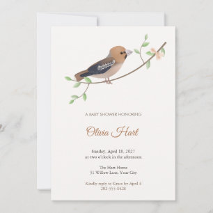 Invitation Carton d'invitation pour une baby shower Hawfinch