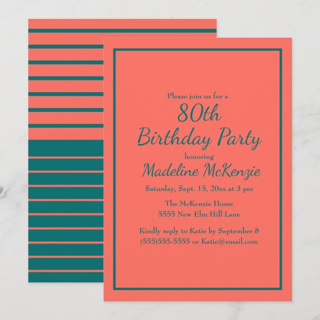 Invitation Carton d'invitation pour une fête d'anniversaire d (Devant / Derrière)