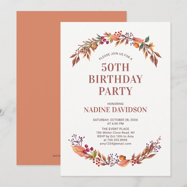 Invitation Carton d'invitation pour une fête d'anniversaire d (Devant / Derrière)