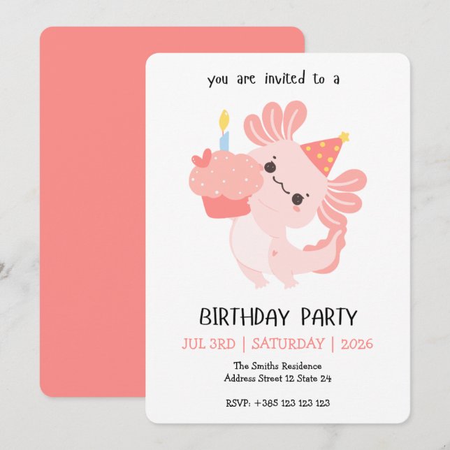 Invitation Carton d'invitation pour une fête d'anniversaire d (Devant / Derrière)