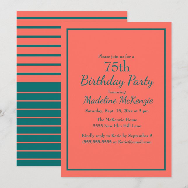 Invitation Carton d'invitation pour une fête d'anniversaire d (Devant / Derrière)