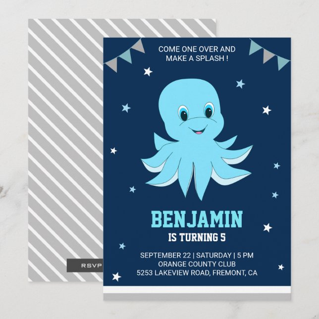 Invitation Carton d'invitation pour une fête d'anniversaire d (Devant / Derrière)