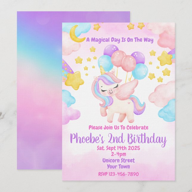 Invitation Carton d'invitation pour une fête d'anniversaire l (Devant / Derrière)