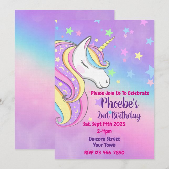 Invitation Carton d'invitation pour une fête d'anniversaire l (Devant / Derrière)