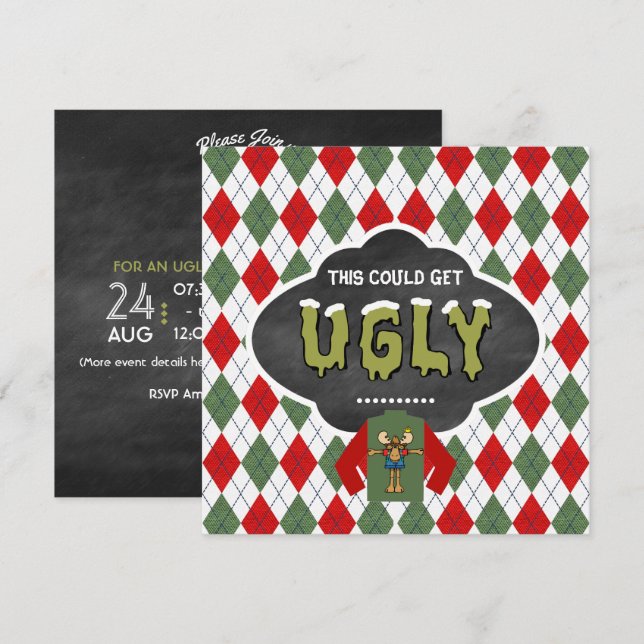 Invitation Carton d'invitation pour une fête de Noël avec un  (Devant / Derrière)
