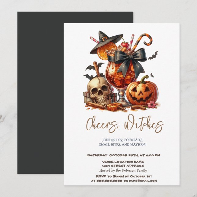 Invitation Carton d'invitation pour une fête d'Halloween avec (Devant / Derrière)
