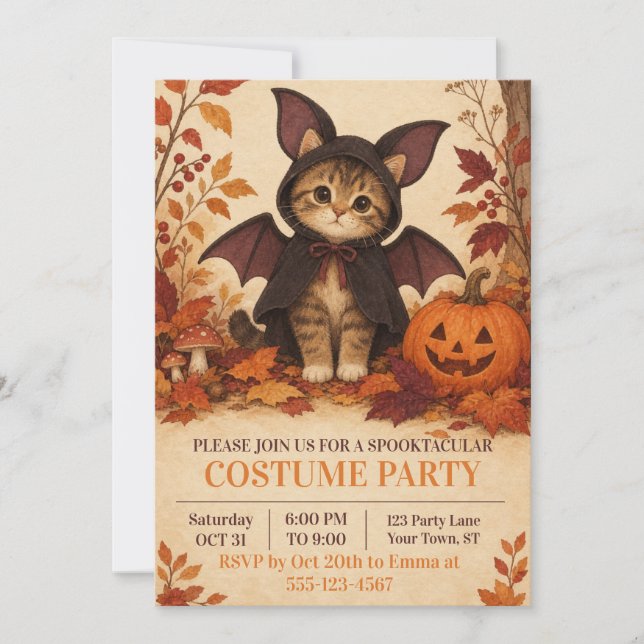 Invitation Carton d'invitation pour une fête d'Halloween avec (Devant)