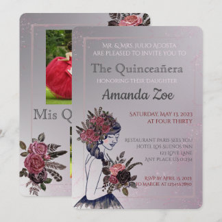 Invitation Carton d'invitation pour une Quinceañera