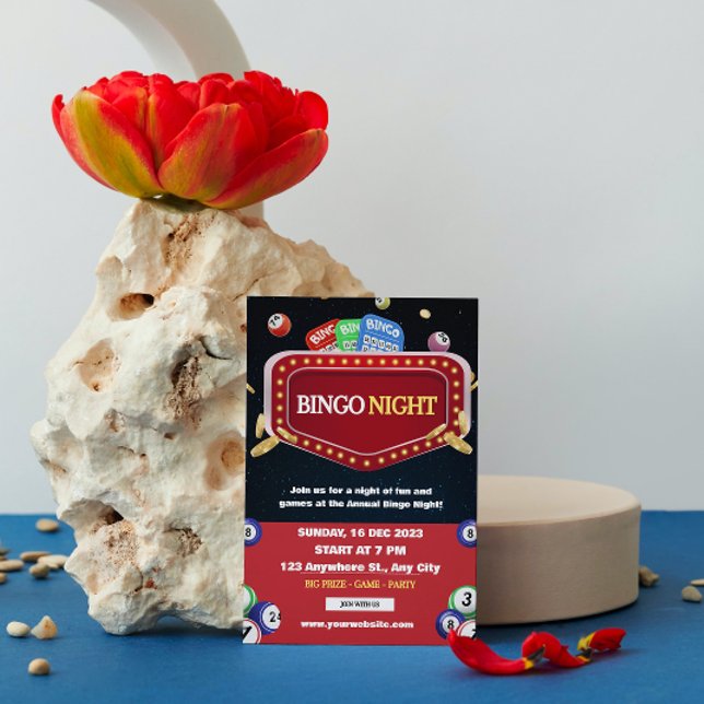 Invitation Carton d'invitation pour une soirée Bingo noire et (Créateur téléchargé)