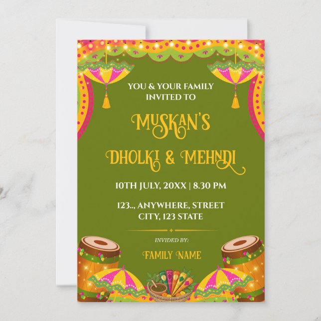Invitation Carton d'invitation pour une soirée festive de Dho (Devant)