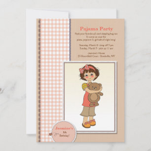Invitation Carton d'invitation pour une soirée pyjama adorabl