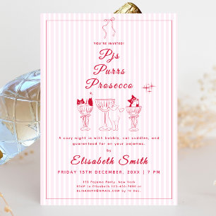 Invitation Carton d'invitation pour une soirée pyjama chat av