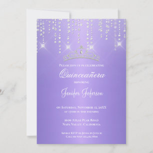 Invitation Carton d'invitation Quinceanera argent pailleté