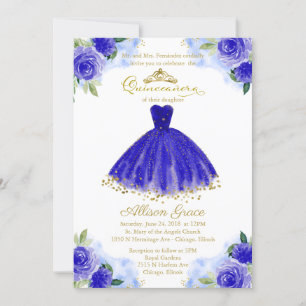 Invitation Carton d'invitation Quinceanera Feuille d'or Robe