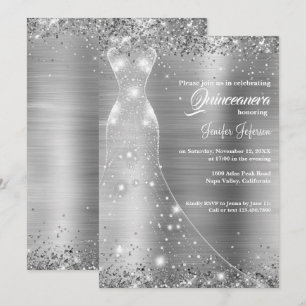 Invitation Carton d'invitation Quinceanera pailleté