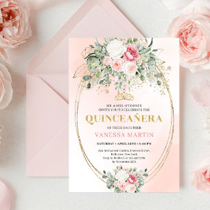 Invitation Carton d'invitation Quinceañera Rose Gold Romantiq