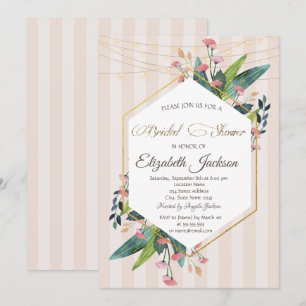 Invitation Carton d'invitation rayé à cadre floral pour une s