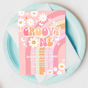 Invitation Carton d'invitation rétro Groovy Daisy pour un ann