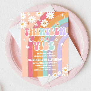 Invitation Carton d'invitation rétro groovy pour 13e annivers