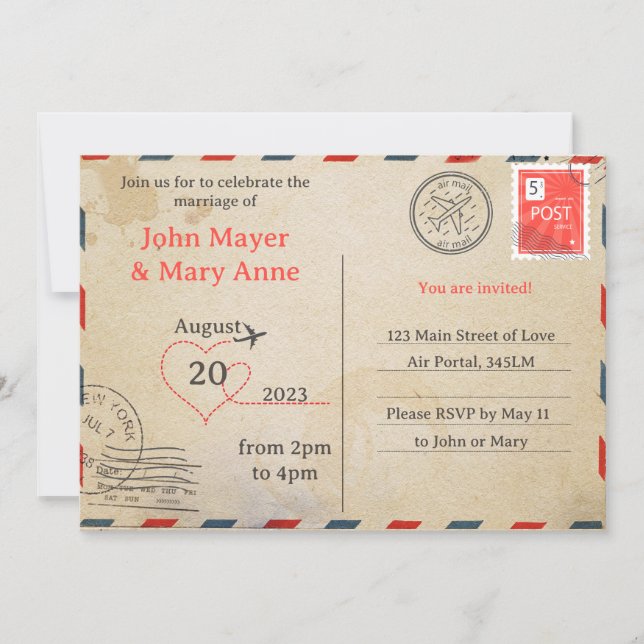 Invitation Carton d'invitation rétro pour le courrier postal  (Devant)