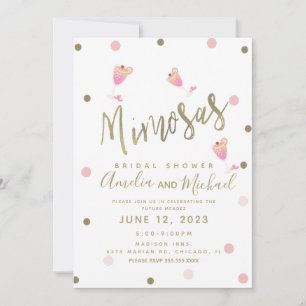Invitation Carton d'invitation rose confetti Mimosa pour mari