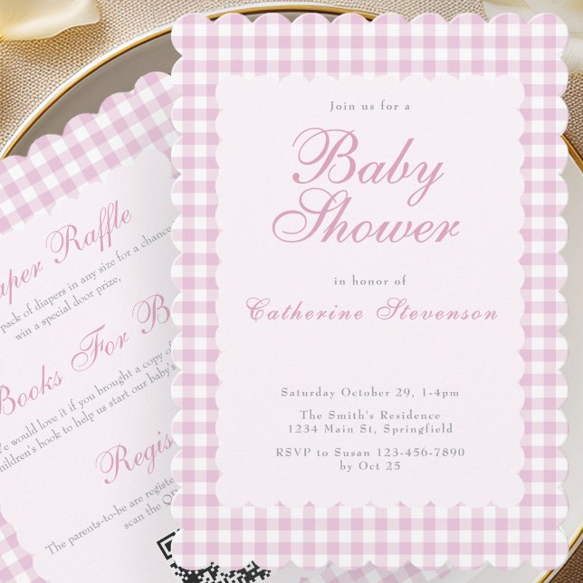 Invitation Carton d'invitation rose double face pour une baby (Créateur téléchargé)
