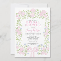 Carton d'invitation rose floral pour la douche de 