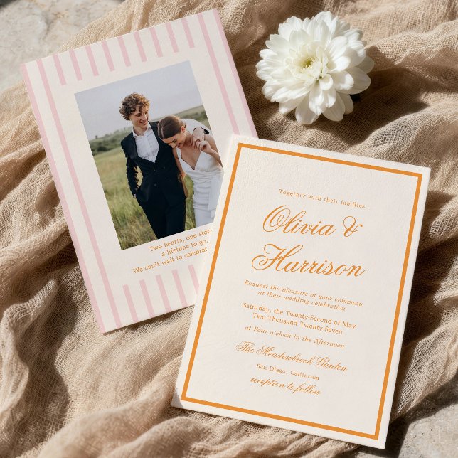 Invitation Carton d'invitation Rose Orange Teintes du Coucher (Créateur téléchargé)