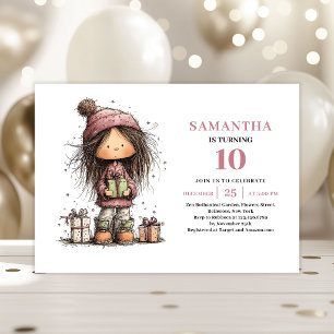 Invitation Carton d'invitation rose pour les 10 ans de mon en